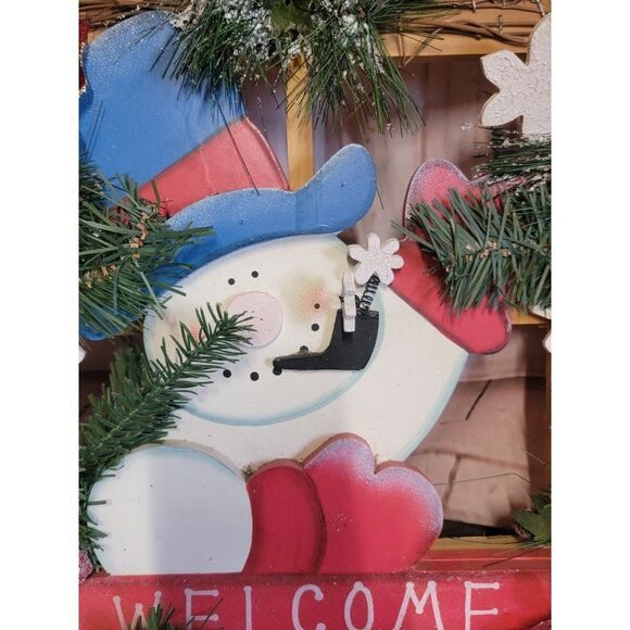 Welcome window snowman Xmas mistletoe snowflake hanging decor - Picture 3 of 5